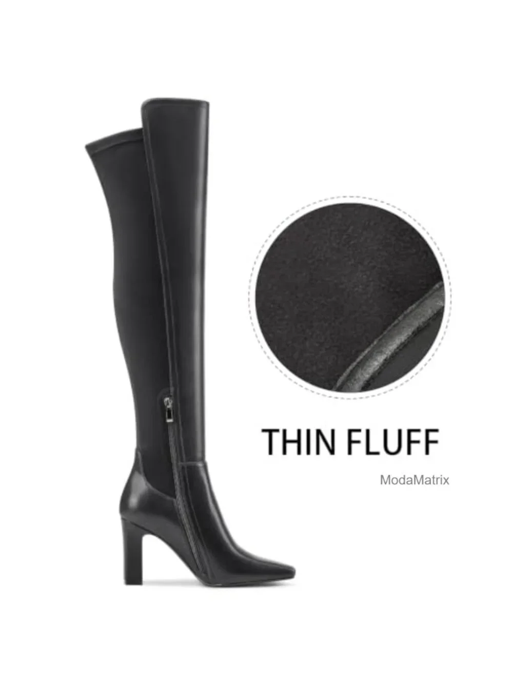 Women's Over-the-Knee Thigh High Boots Chunky Block Heel Square Toe Faux Leather